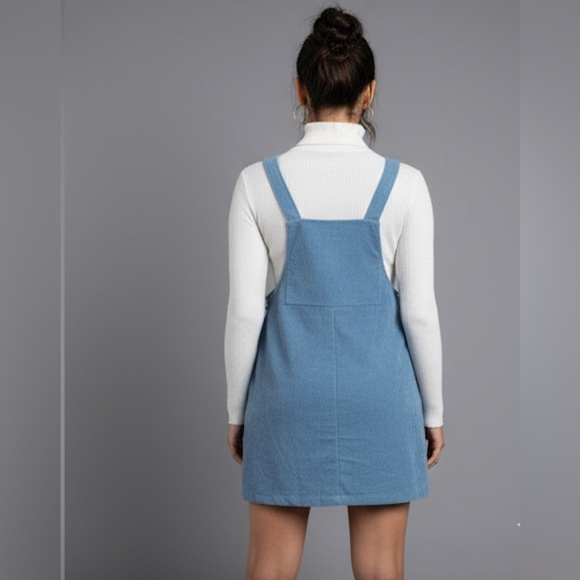 Pocket Patched Corduroy Overall Dress Blue - Picture 3 of 7